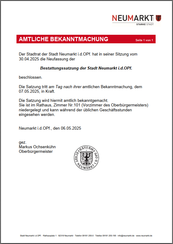 Amtliche Bekanntmachung