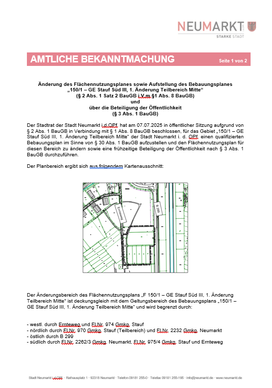 Amtlbekanntmachung Bplan Staufsüd III
