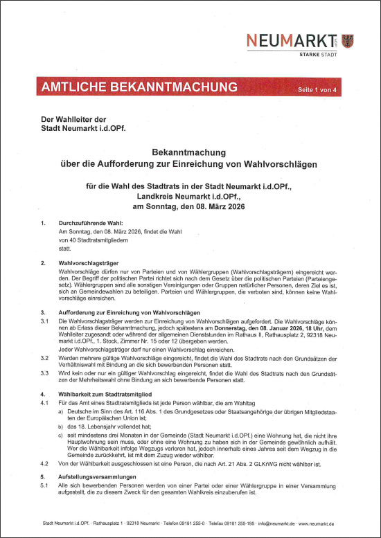 Amtliche Bekanntmachung