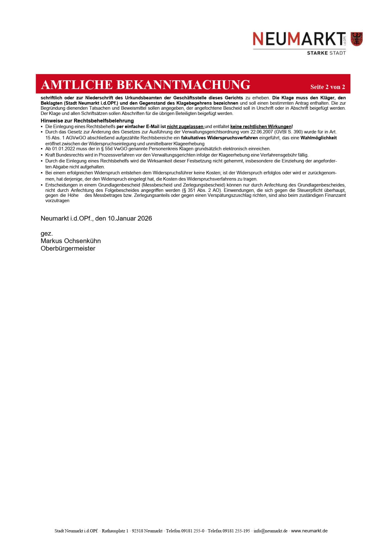 Amtl 1. Bekanntmachung Hebesätze