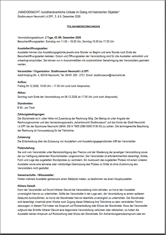 Teilnahmebedingungen