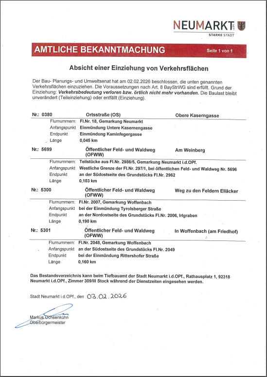 Amtliche Bekanntmachung