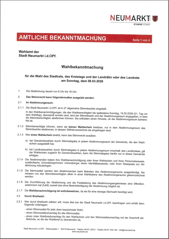 Amtliche Bekanntmachung