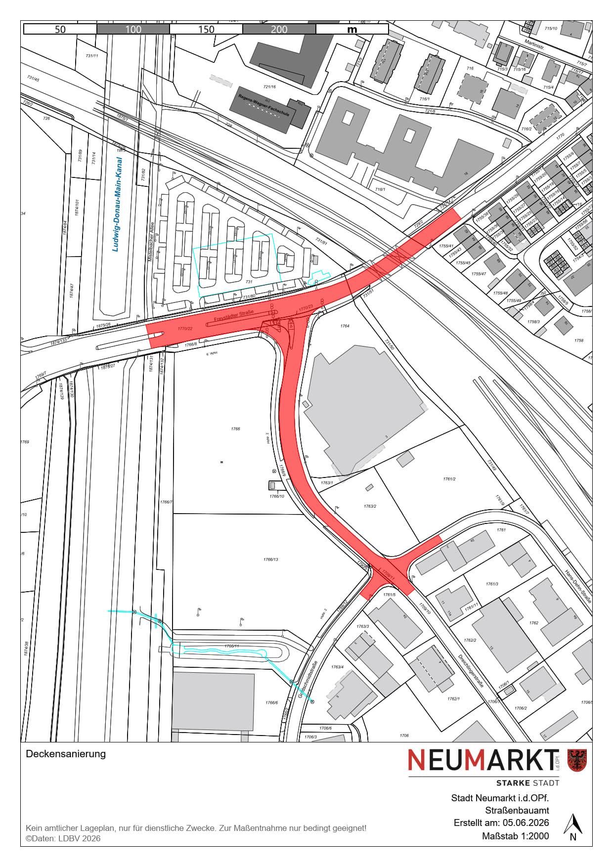 Straßenbauarbeiten – Deckensanierung im Bereich Freystädter Straße / Dreichlingerstraße   