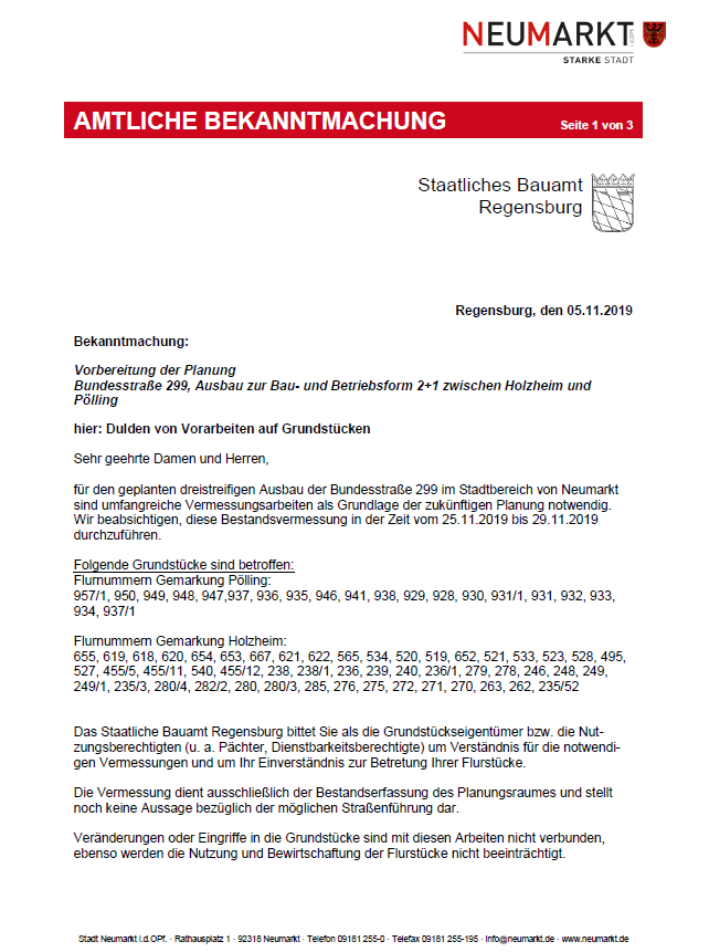 Bekanntmachung Staatliches Bauamt Vorbereitung Planung B299 Holzheim - Pölling.PNG