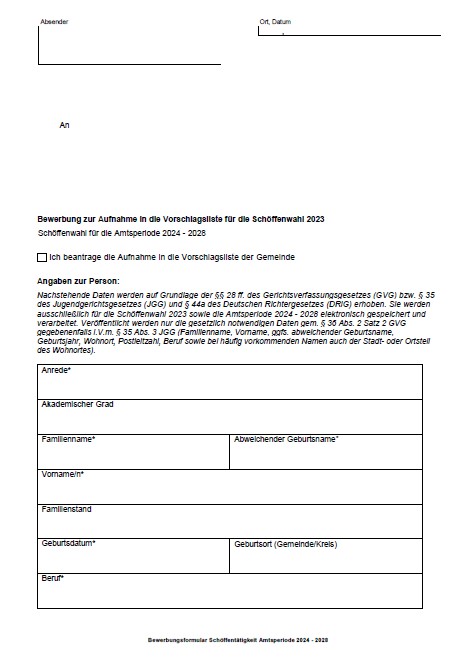 Bewerbungsformular Schöffen PDF