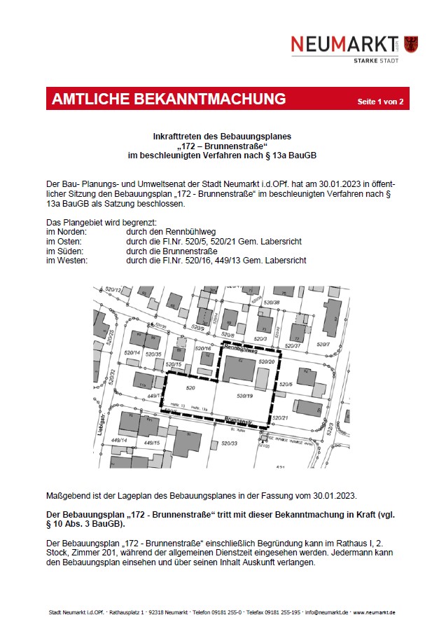 Amtliche Bekanntmachung