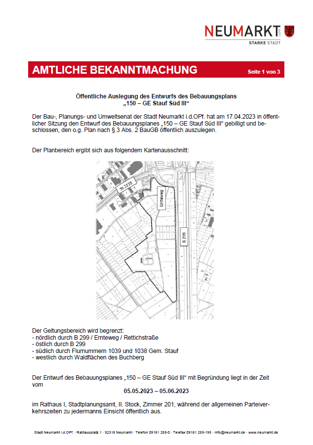 Amtliche Bekanntmachung