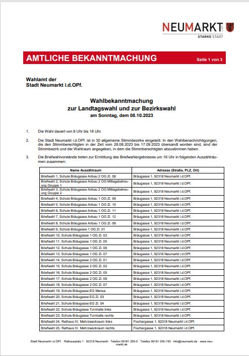 Amtliche Bekanntmachung